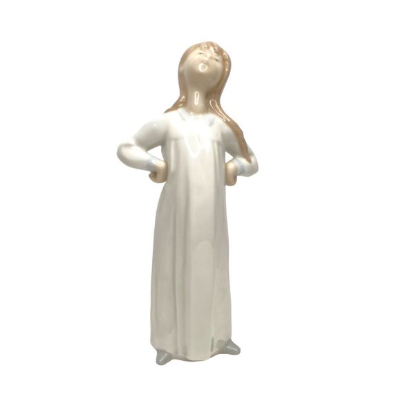 Lladro Girl Stretching in Night Gown Porcelain Figurine 8" Retired Handmade - Picture 9 of 10